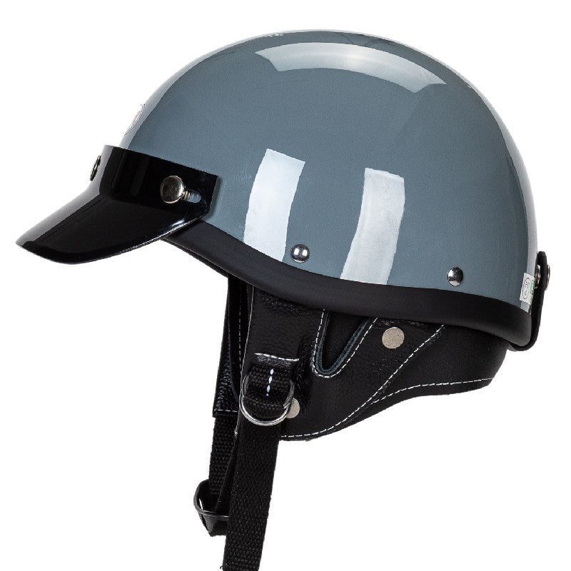 Klassisk motorcykel halvskals hjälm med visir Karnz