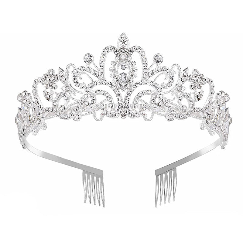 Damen Funkelnde Kristall-Tiara med filigran Design Karnz