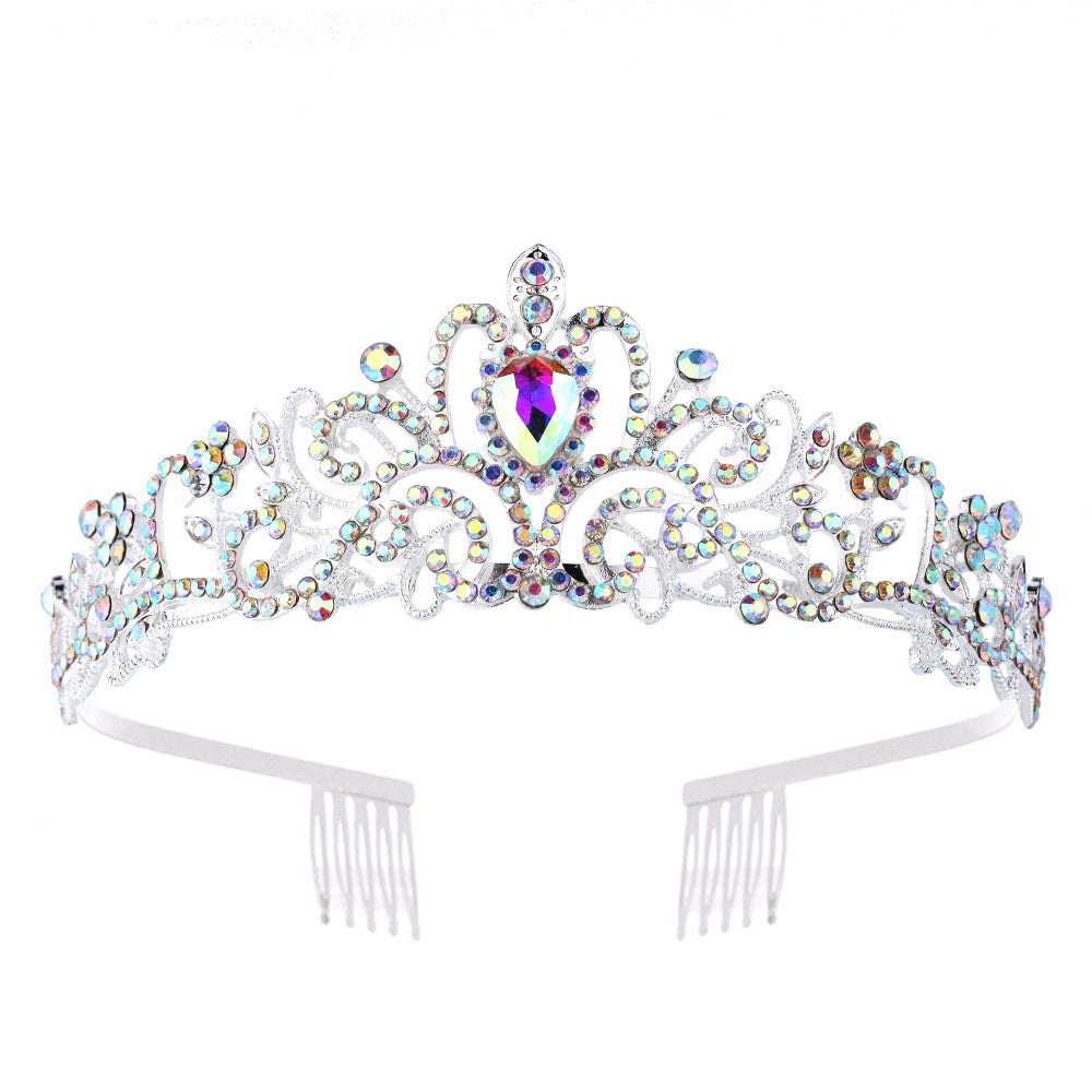 Damen Funkelnde Kristall-Tiara med filigran Design Karnz