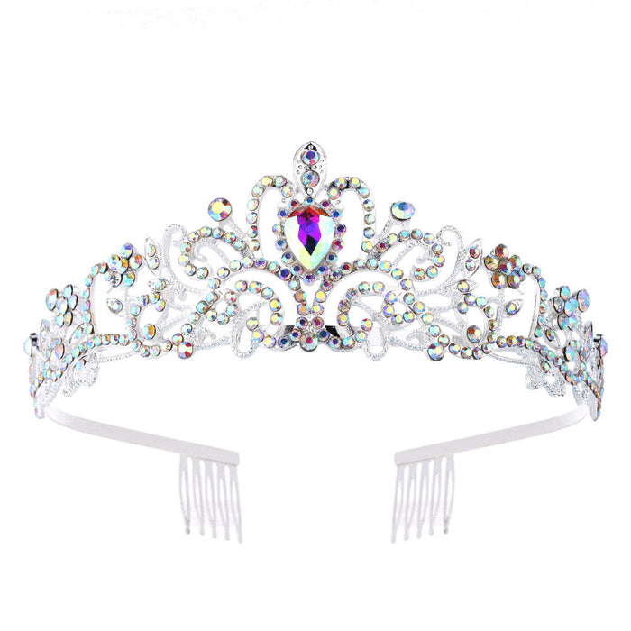Damen Funkelnde Kristall-Tiara med filigran Design Karnz
