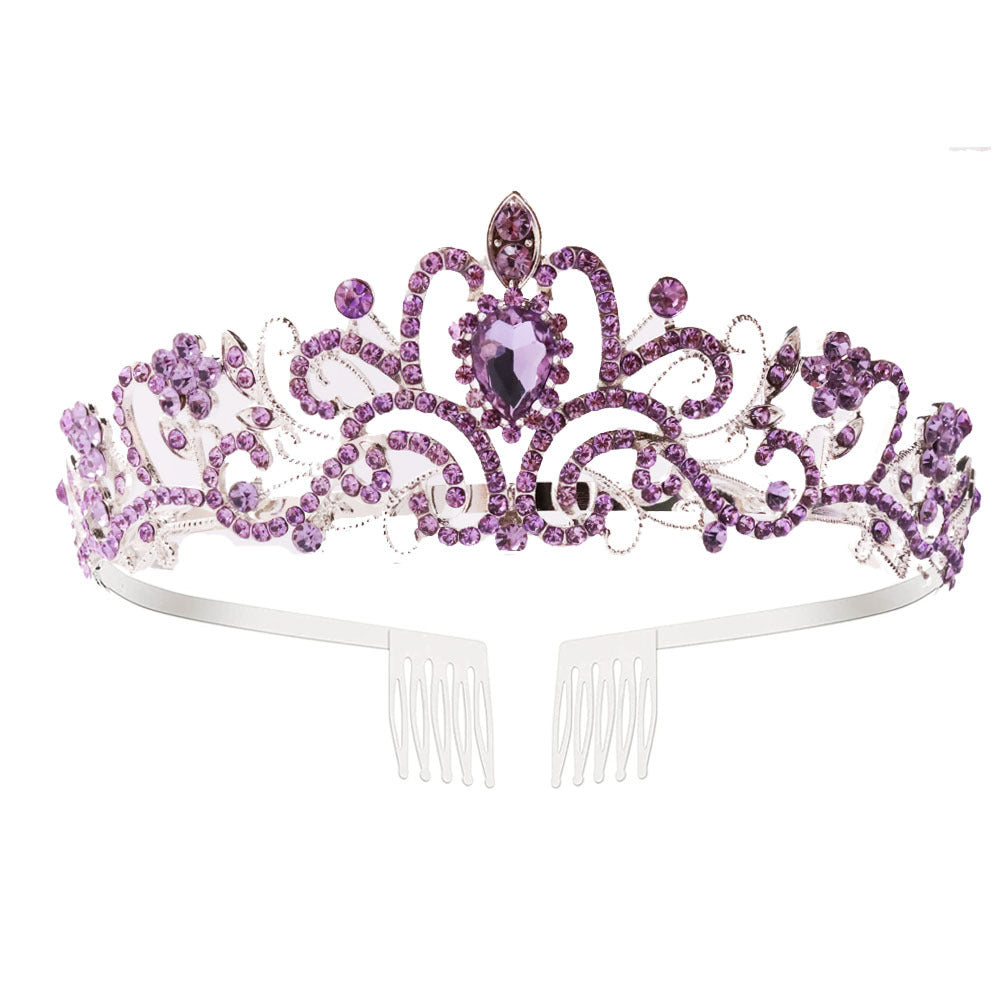 Damen Funkelnde Kristall-Tiara med filigran Design Karnz