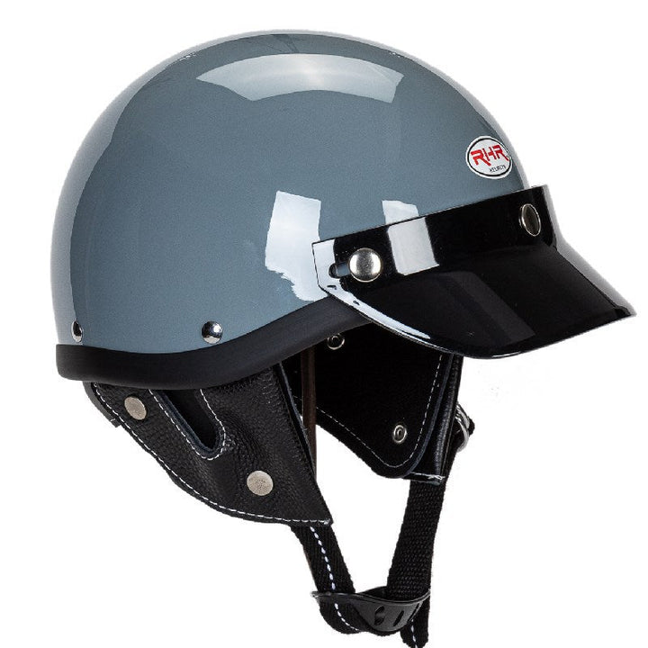 Klassisk motorcykel halvskals hjälm med visir Karnz