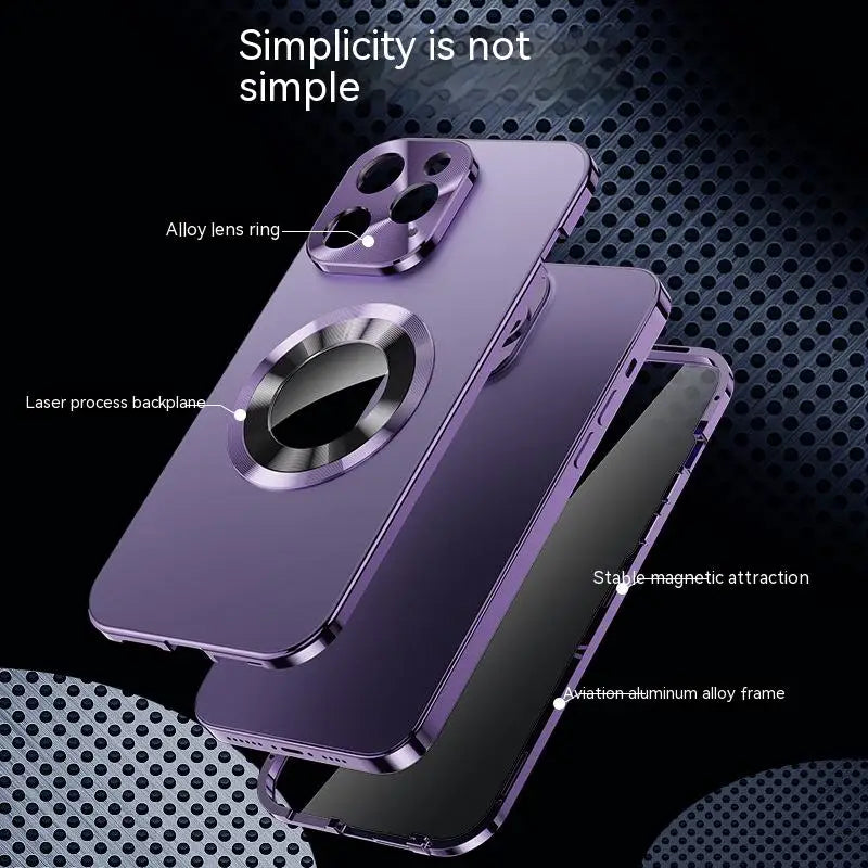 Fodral 360° Fullskärm Linse Metall Magnetisk Magsafe Höljen Aluminium för iPhone 15 14 13