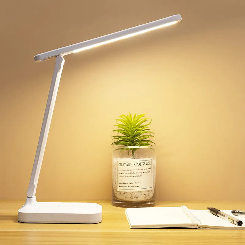 6000mAh uppladdningsbar LED skrivbordslampa USB 3 färger steglöst dimbar skrivbordslampa Touch hopfällbar ögonskyddande läs nattljus