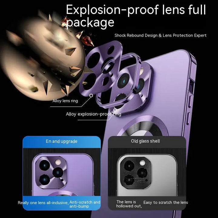Fodral 360° Fullskärm Linse Metall Magnetisk Magsafe Höljen Aluminium för iPhone 15 14 13