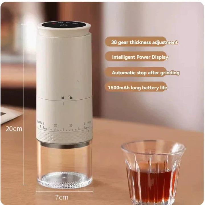 Karnz | 1500mAh Elektrisk Kaffekvarn Extern justerbar Type-C-laddning Kaffekvarn Bönmalare Kaffebryggare