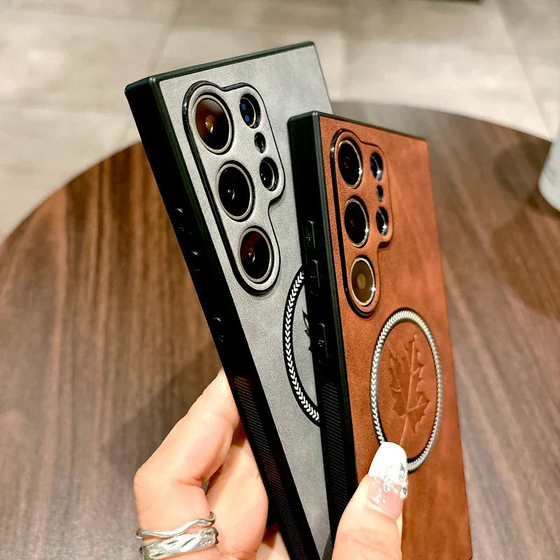 Sandsberg | Läder Samsung Galaxy Magnetisk Trådlös Laddningsfodral