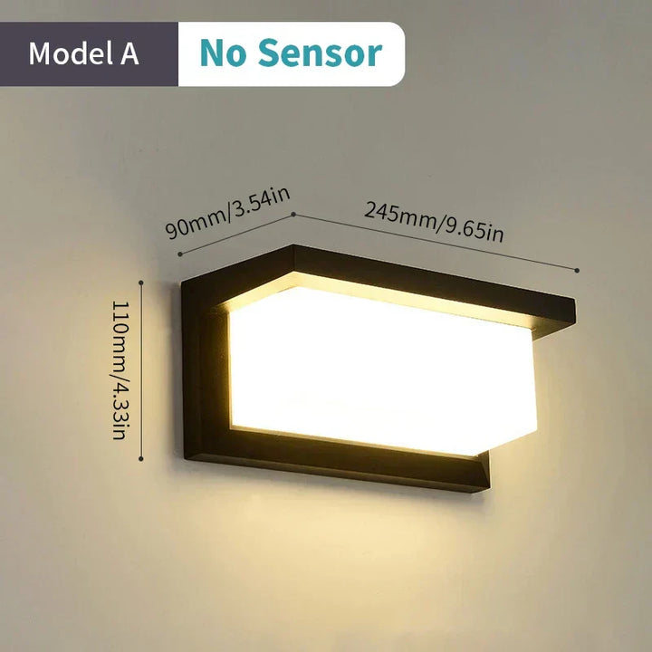 Karnz | LED-Vägglampa med radar-rörelsesensor – 16W vattentåligt ljus för inomhus- och utomhusbruk, kallt och varmt vitt ljus, AC85-265V
