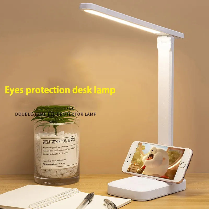 6000mAh uppladdningsbar LED skrivbordslampa USB 3 färger steglöst dimbar skrivbordslampa Touch hopfällbar ögonskyddande läs nattljus