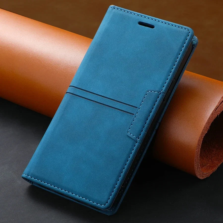Sandsberg | Google Pixel Läder-Wallet-Fodral | Magnetiskt Flip-Case med Skyddsfunktion
