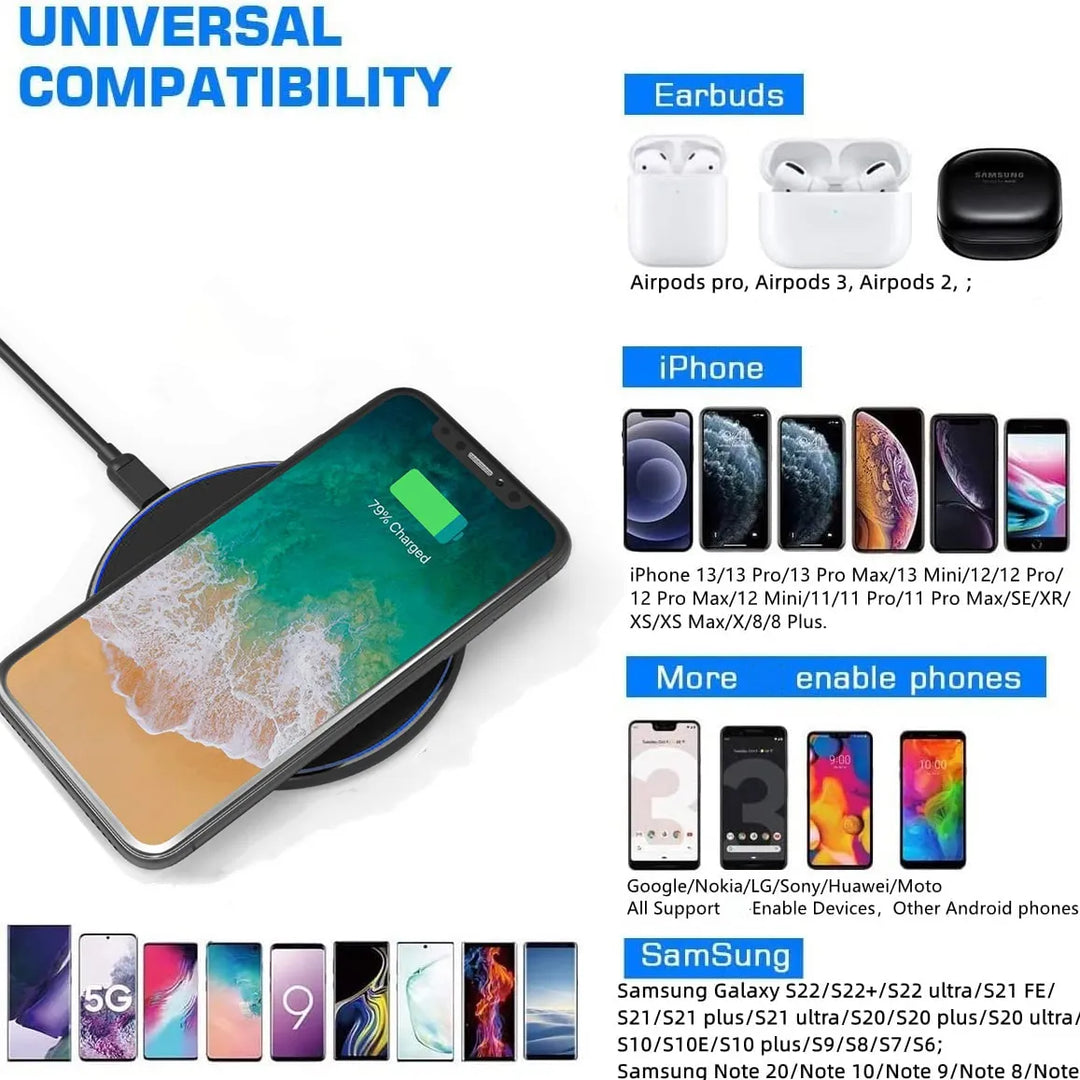 Karnz | 30W Snabbt Trådlöst Laddningspad | Premium USB C Laddkabel MagSafe Laddare för Apple iPhone, Samsung &amp; Android - Snabbt Trådlöst Laddningspad