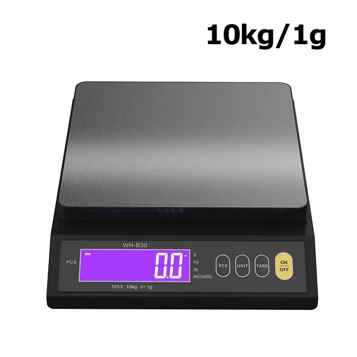 Karnz | 5 kg/0,1 g och 10 kg/1 g digital köksvåg, LCD-display, helt vattentät rostfri våg för bakning