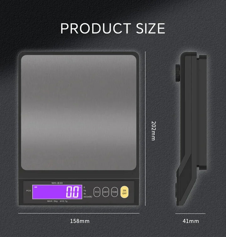 Karnz | 5 kg/0,1 g och 10 kg/1 g digital köksvåg, LCD-display, helt vattentät rostfri våg för bakning