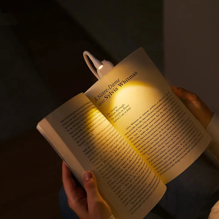 Bärbar mini-boklampa med klämma