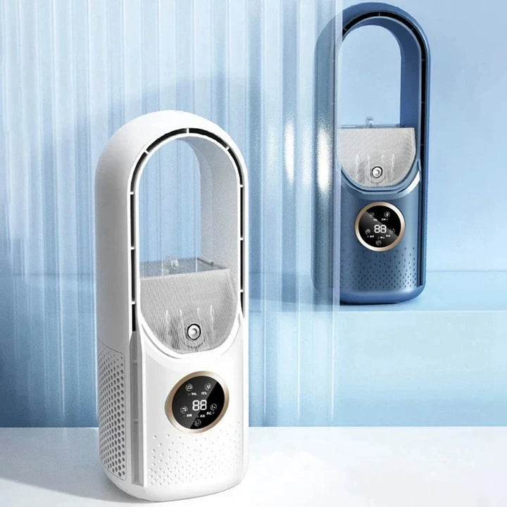 Bärbar USB-bladlös luftkylare – Tyst 6-växlad elektrisk fläkt med timer och luftfuktare | Karnz