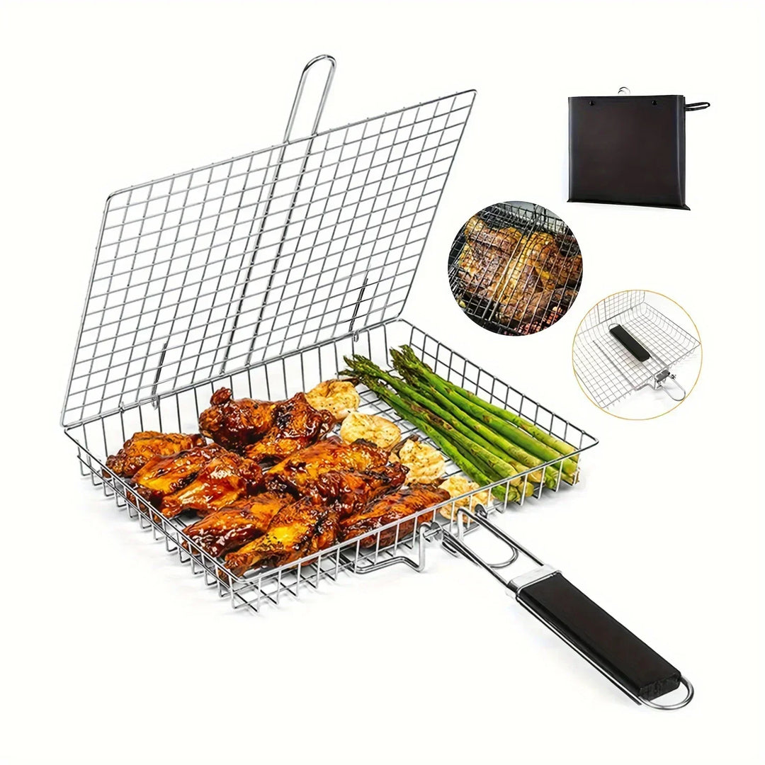 Grillaro Grillkorg | Fällbar &amp; Non-stick | Rostfritt stål &amp; Värmetålig | För Kött &amp; Grönsaker
