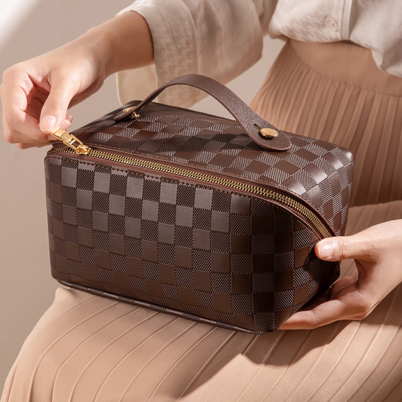 Sandsberg | Lyxig Rutig Make-up Kosmetiktasche