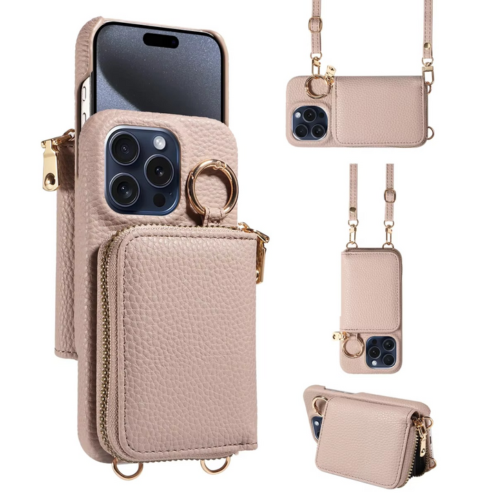 Högkvalitativ multifunktionell iPhone-fodral i läder med anti-avmagnetiseringsskydd