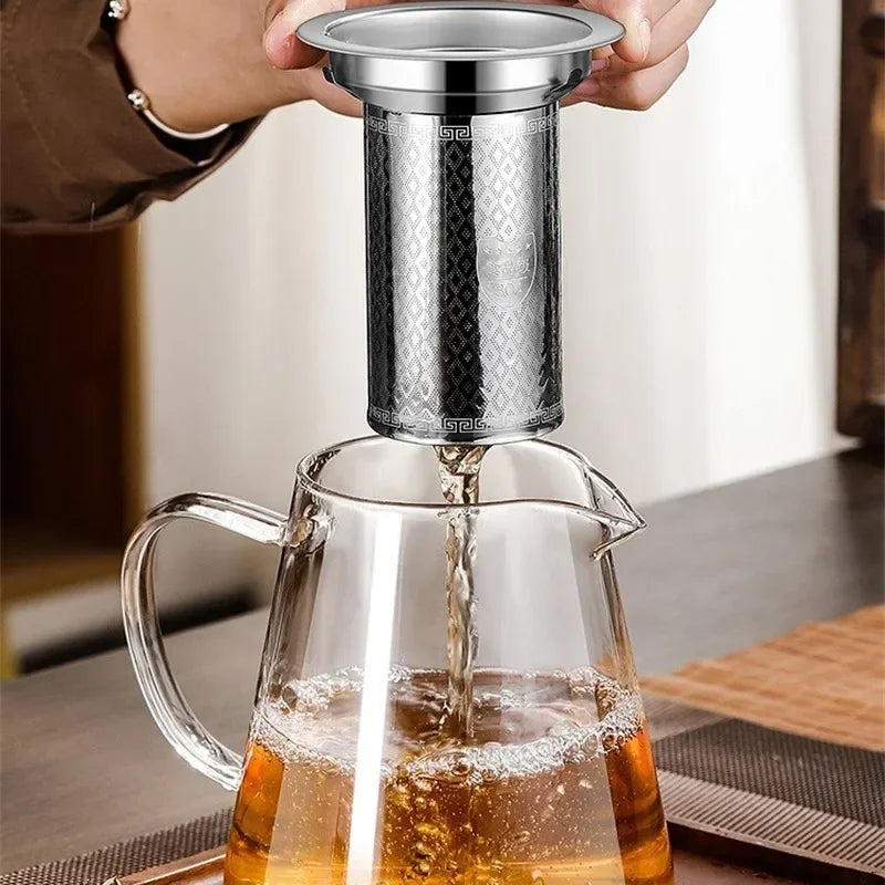 450ml-950ml Värmebeständig Glas Teekanna – Rostfritt Stål Te-sil, Blomkanna för Kung Fu Teetillbehör, Puer- och Oolong-te