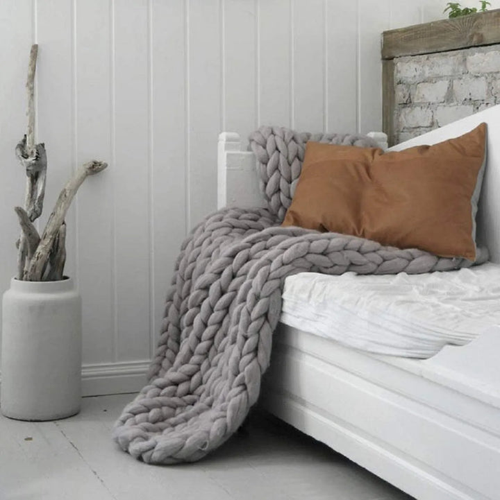 Grobstrickdecke – Mysig ullfilt för varje rum – Mjuk och varm – Perfekt för soffa och säng