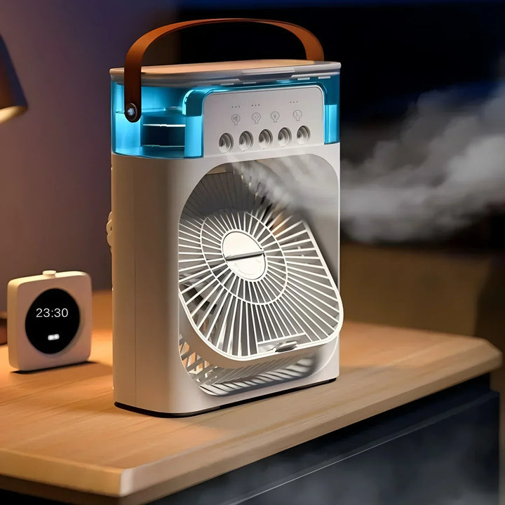 Bärbar 3-i-1 AirCooler med fläkt, luftkonditionering och luftfuktare - Energieffektiv, 7-färgad LED-belysning | Karnz
