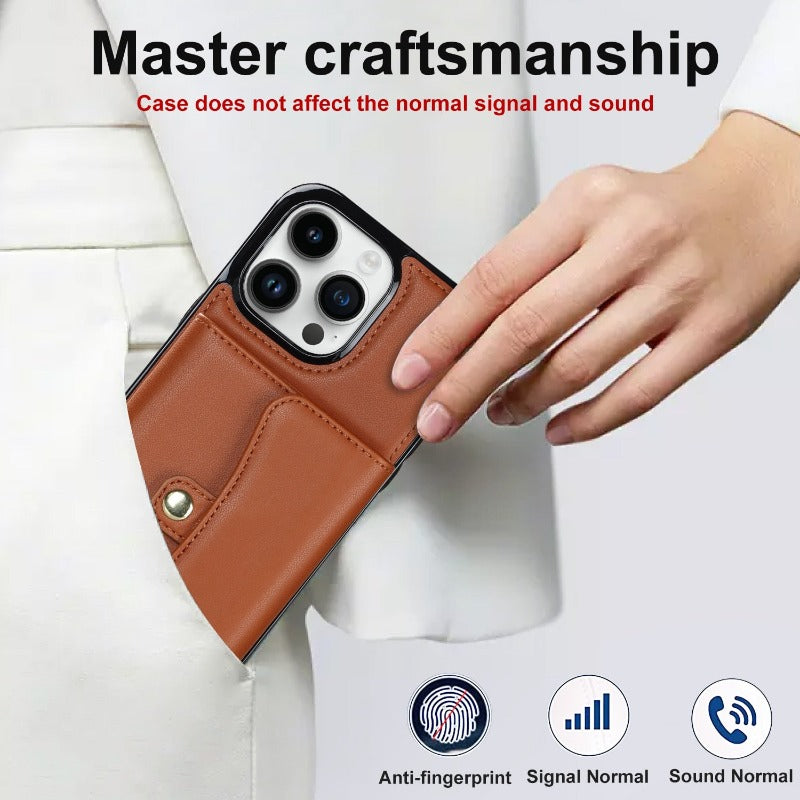 Läder axelväska med bärväska och lanyard för iPhone