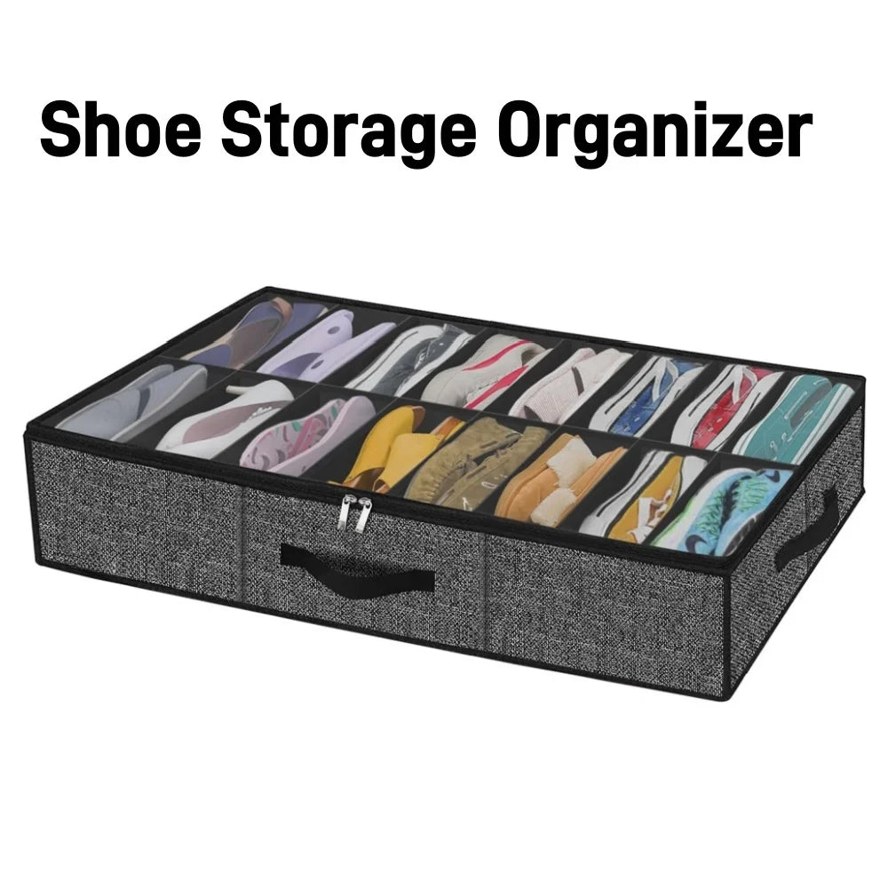 OrdiShoe Skor-Organizer | Förvaring under sängen | Kapacitet: 12 par | Dammskyddad &amp; Fällbar