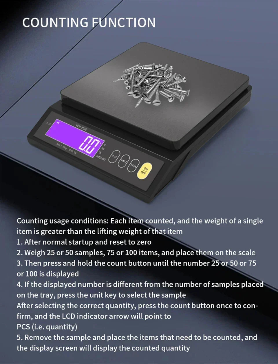 Karnz | 5 kg/0,1 g och 10 kg/1 g digital köksvåg, LCD-display, helt vattentät rostfri våg för bakning