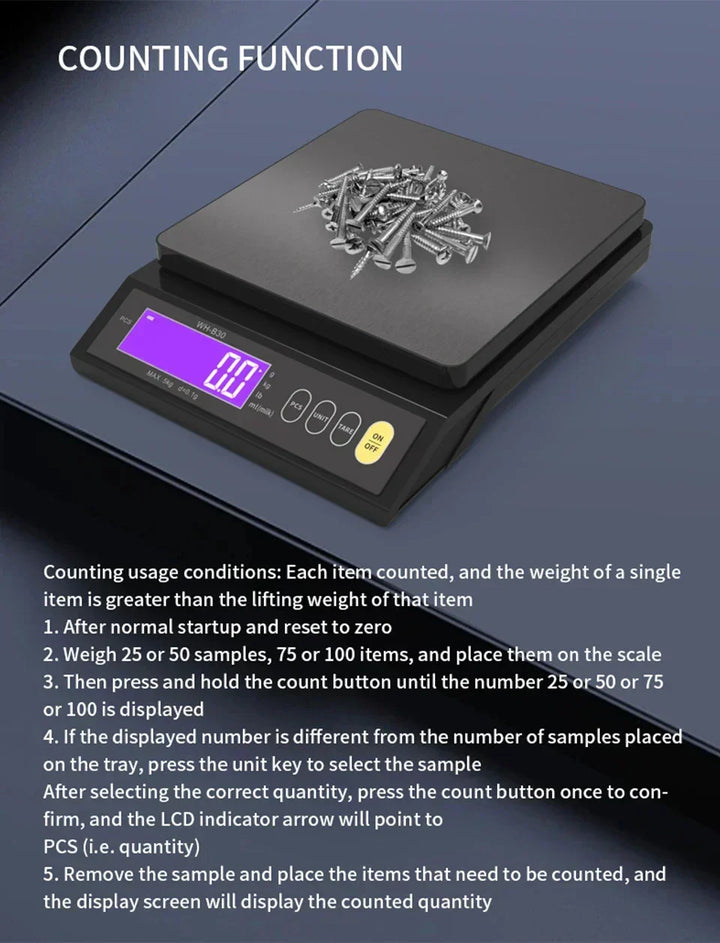 Karnz | 5 kg/0,1 g och 10 kg/1 g digital köksvåg, LCD-display, helt vattentät rostfri våg för bakning