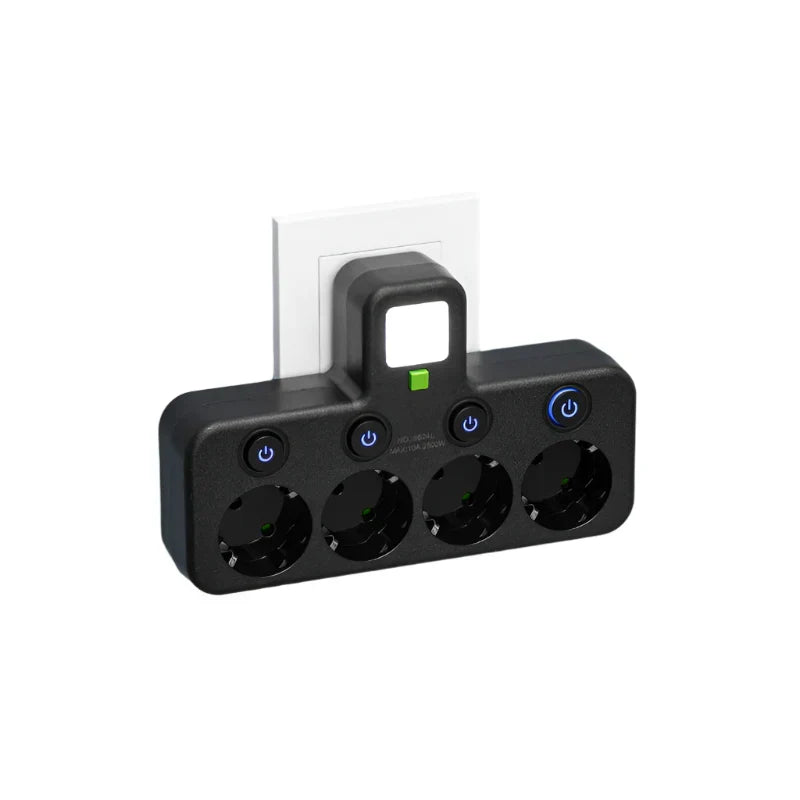 Karnz | Flerfacksuttag VOLTRIQ ProLine | 3–4 uttag + 2× USB &amp; 1× Typ-C | 2500 W | Överspänningsskydd &amp; Kontrollswitch
