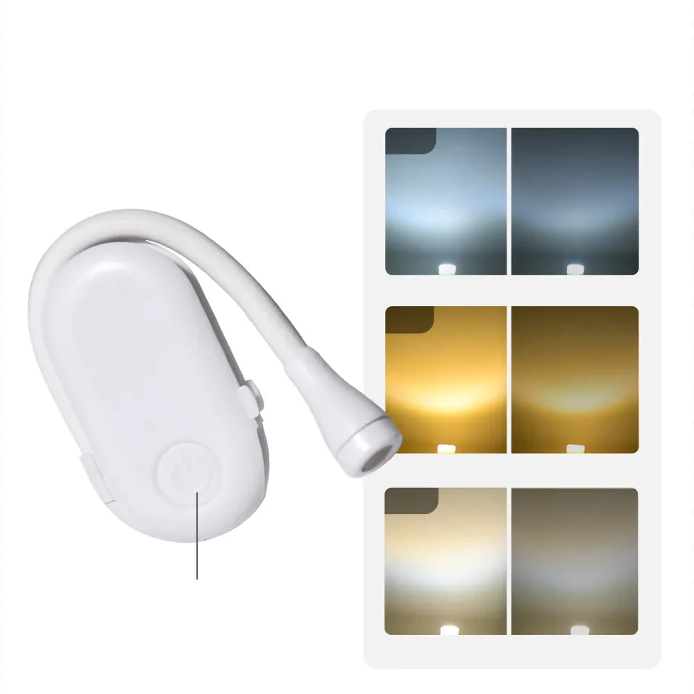 Bärbar mini-boklampa med klämma