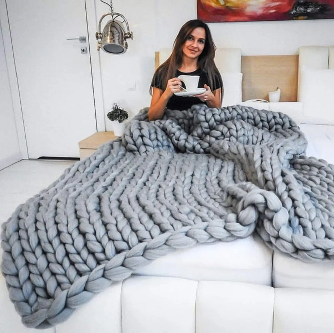 Grobstrickdecke – Mysig ullfilt för varje rum – Mjuk och varm – Perfekt för soffa och säng