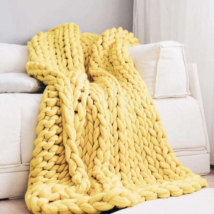 Grobstrickdecke – Mysig ullfilt för varje rum – Mjuk och varm – Perfekt för soffa och säng