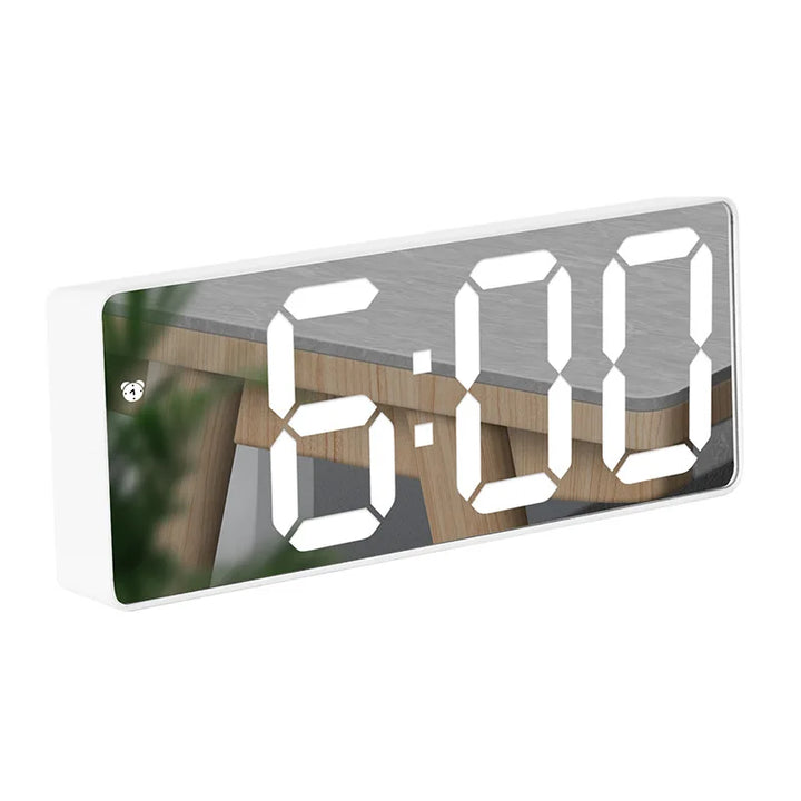 Modern elektronisk spegelväckarklocka med LED-display, alarmfunktion och temperaturvisning – Stilig digital klocka för sovrum och kontor