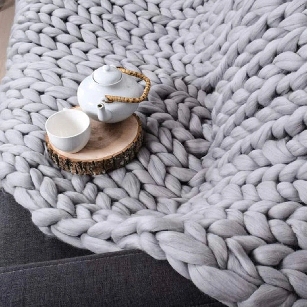 Grobstrickdecke – Mysig ullfilt för varje rum – Mjuk och varm – Perfekt för soffa och säng