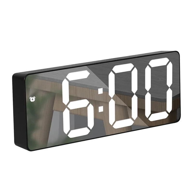 Modern elektronisk spegelväckarklocka med LED-display, alarmfunktion och temperaturvisning – Stilig digital klocka för sovrum och kontor