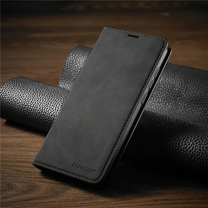 Sandsberg | iPhone Läder-Wallet-Fodral | Magnetisk korthållarfunktion | Flera färger