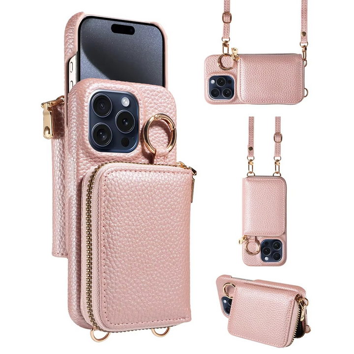 Högkvalitativ multifunktionell iPhone-fodral i läder med anti-avmagnetiseringsskydd