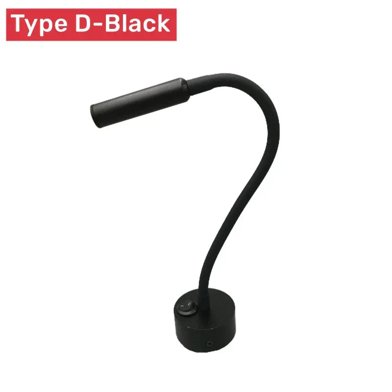 Karnz | Modern flexibel LED-läsvägglampa med strömbrytare för sovrum och studier - 1W/3W