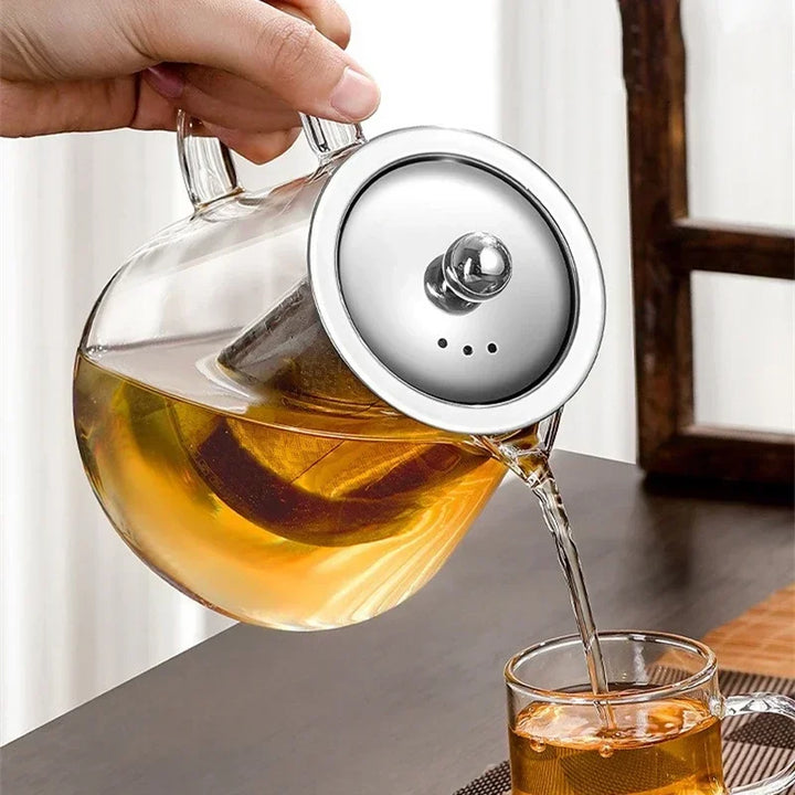 450ml-950ml Värmebeständig Glas Teekanna – Rostfritt Stål Te-sil, Blomkanna för Kung Fu Teetillbehör, Puer- och Oolong-te