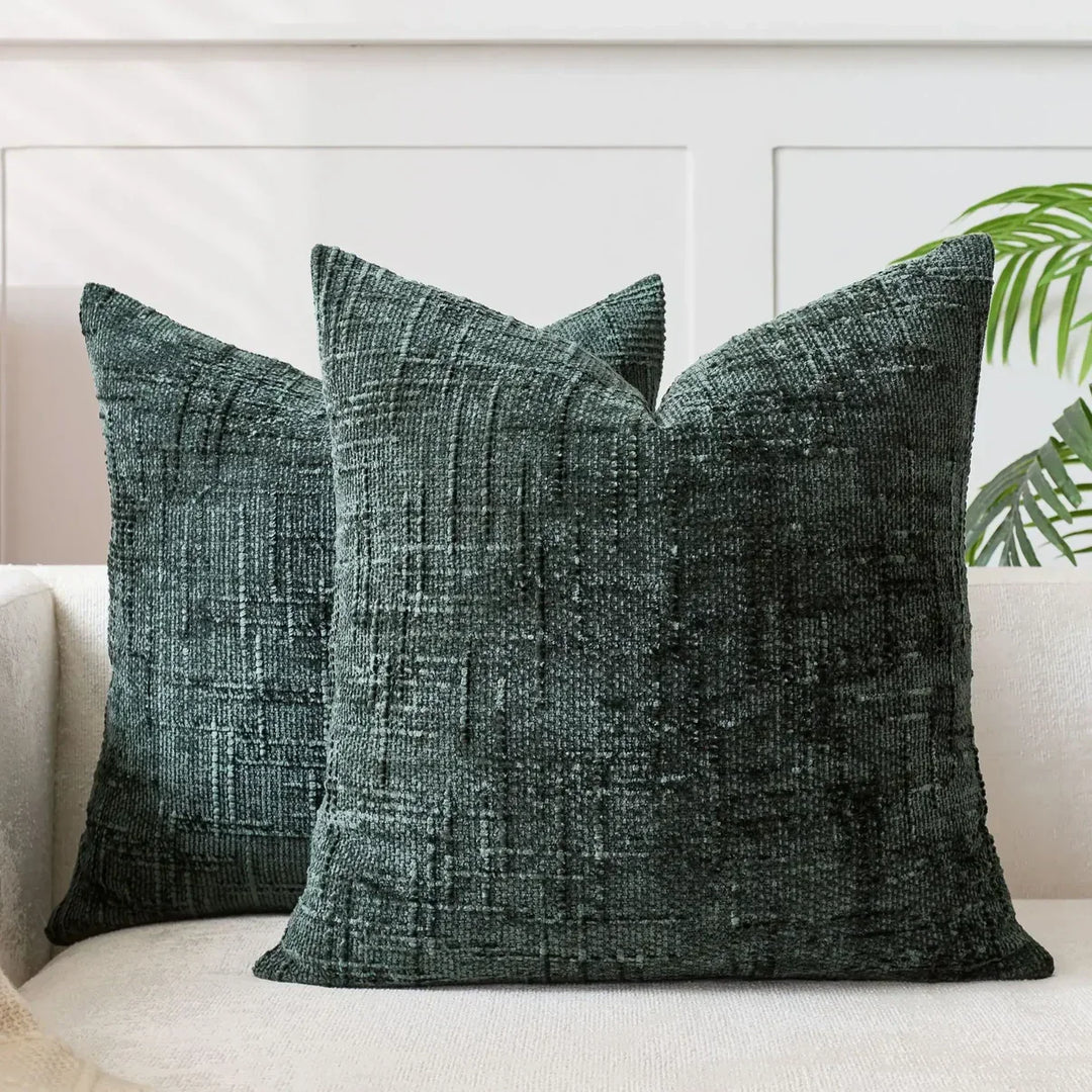 Chenille-soffkuddsöverdrag - Mjuk, enfärgad finish | Elegant dekoration för vardagsrum och sovrum