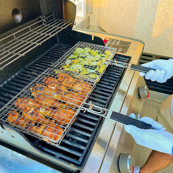 Grillaro Grillkorg | Fällbar & Non-stick | Rostfritt stål & Värmetålig | För Kött & Grönsaker