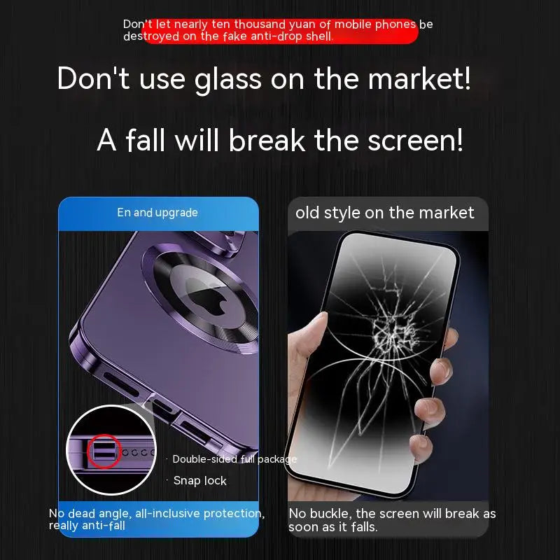 Fodral 360° Fullskärm Linse Metall Magnetisk Magsafe Höljen Aluminium för iPhone 15 14 13