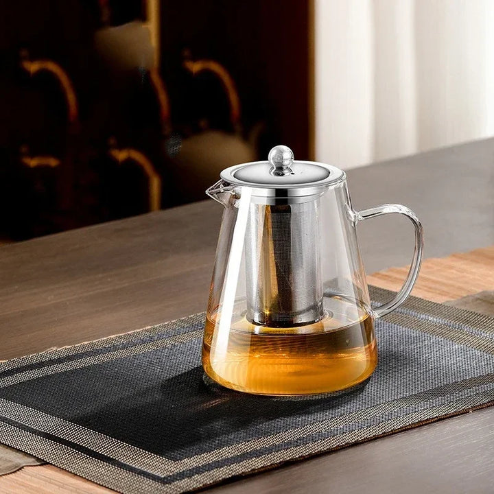 450ml-950ml Värmebeständig Glas Teekanna – Rostfritt Stål Te-sil, Blomkanna för Kung Fu Teetillbehör, Puer- och Oolong-te