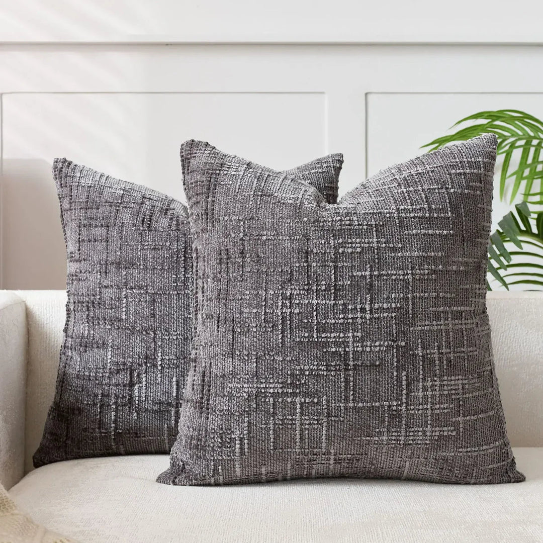 Chenille-soffkuddsöverdrag - Mjuk, enfärgad finish | Elegant dekoration för vardagsrum och sovrum
