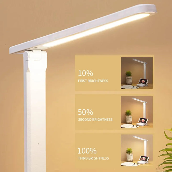 6000mAh uppladdningsbar LED skrivbordslampa USB 3 färger steglöst dimbar skrivbordslampa Touch hopfällbar ögonskyddande läs nattljus
