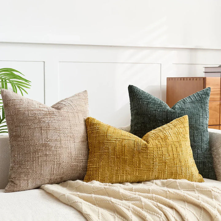 Chenille-soffkuddsöverdrag - Mjuk, enfärgad finish | Elegant dekoration för vardagsrum och sovrum