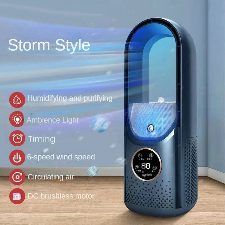 Bärbar USB-bladlös luftkylare – Tyst 6-växlad elektrisk fläkt med timer och luftfuktare | Karnz