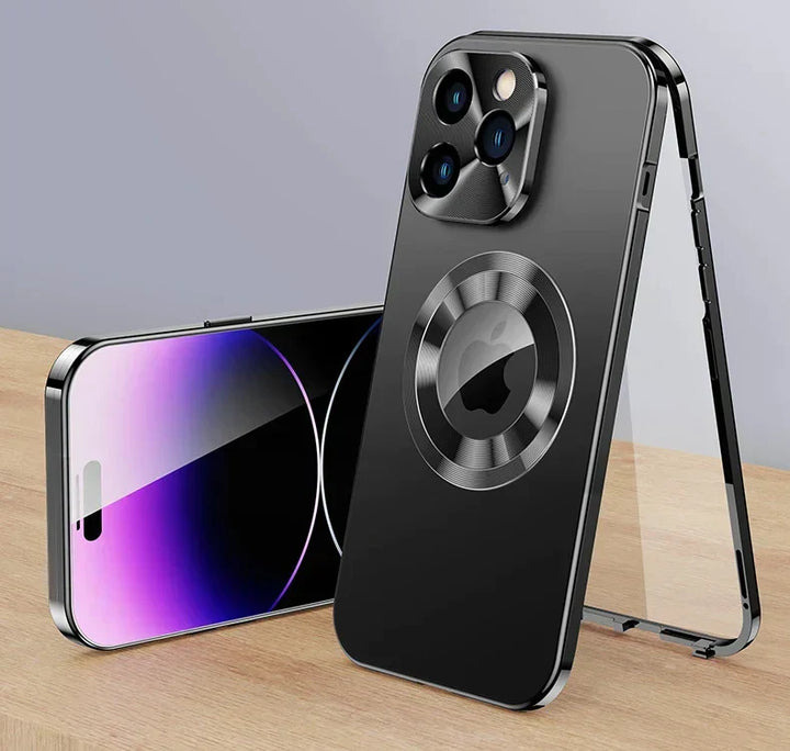 Fodral 360° Fullskärm Linse Metall Magnetisk Magsafe Höljen Aluminium för iPhone 15 14 13