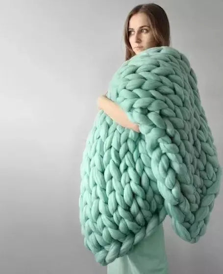 Grobstrickdecke – Mysig ullfilt för varje rum – Mjuk och varm – Perfekt för soffa och säng